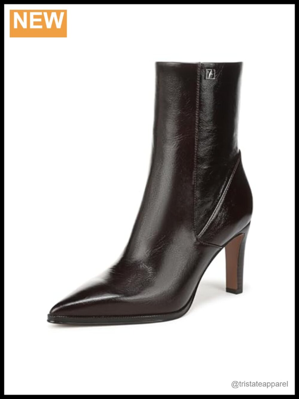 Franco Sarto Appia Pointed Toe Ankle Booties Leather Zipper Closure Stiletto